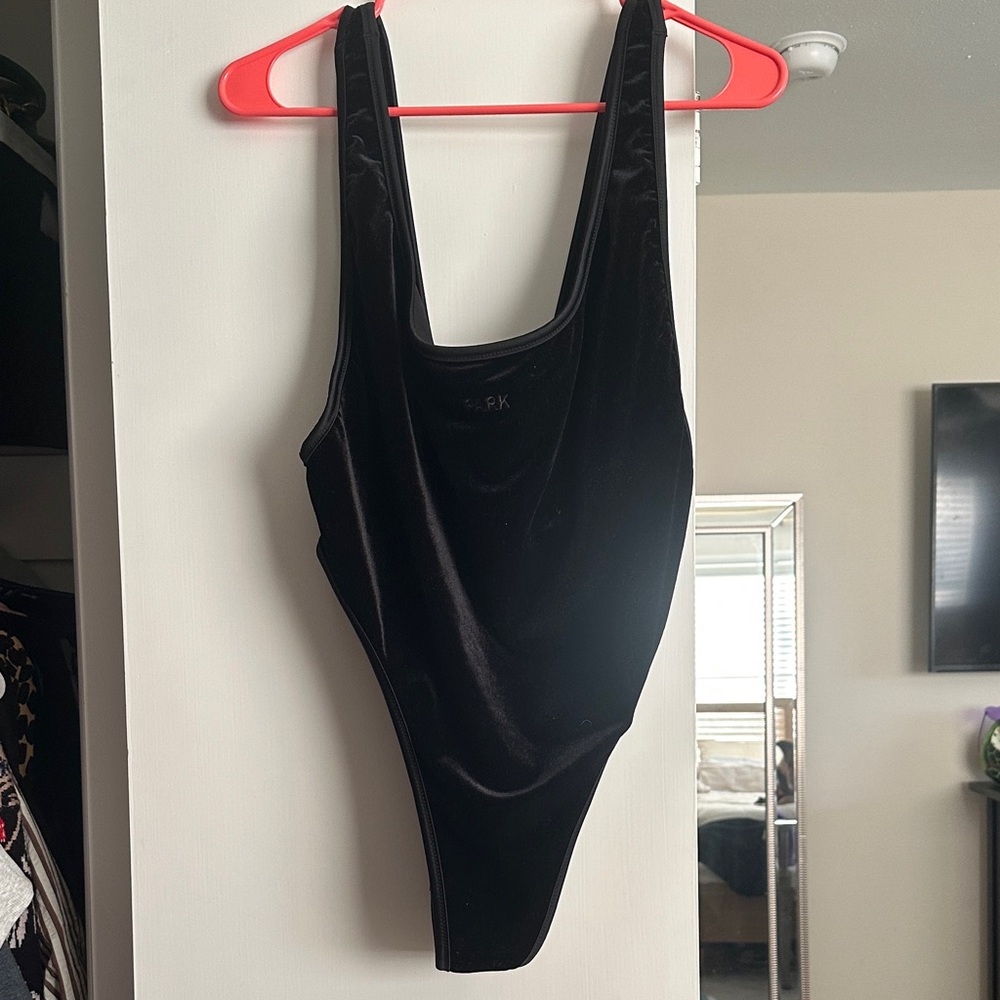 IVY PARK Black Velvet Bodysuit